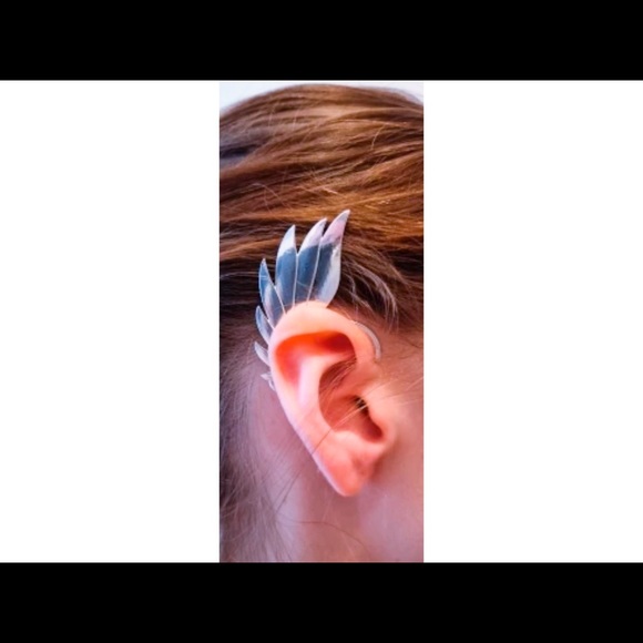 Women Unisex Single Left Ear Cuff Earring 1 Piece Feather Metal Silver Tone NWOT - Picture 6 of 6
